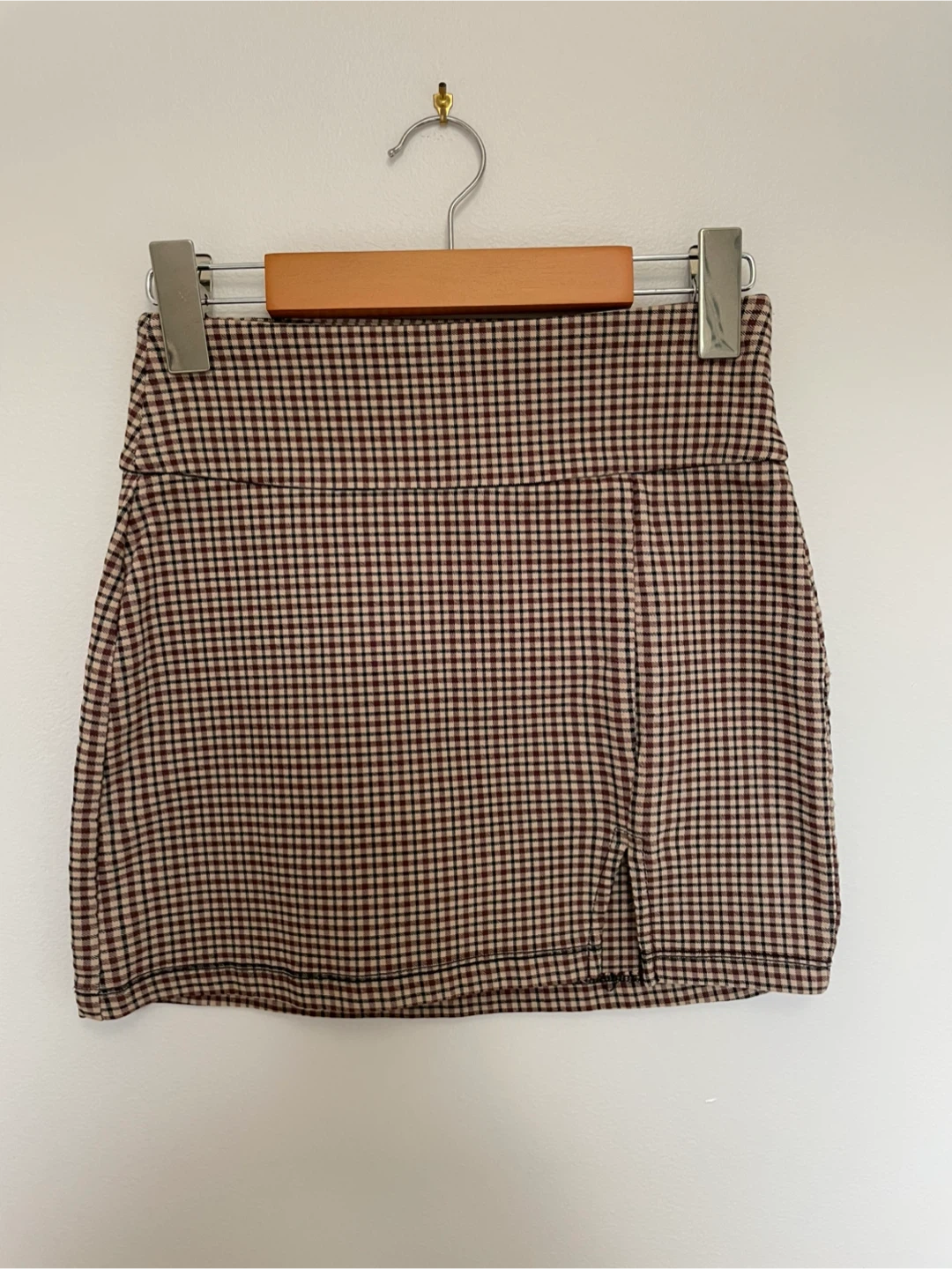 GARAGE | XXS Brown Plaid Pencil Skirt