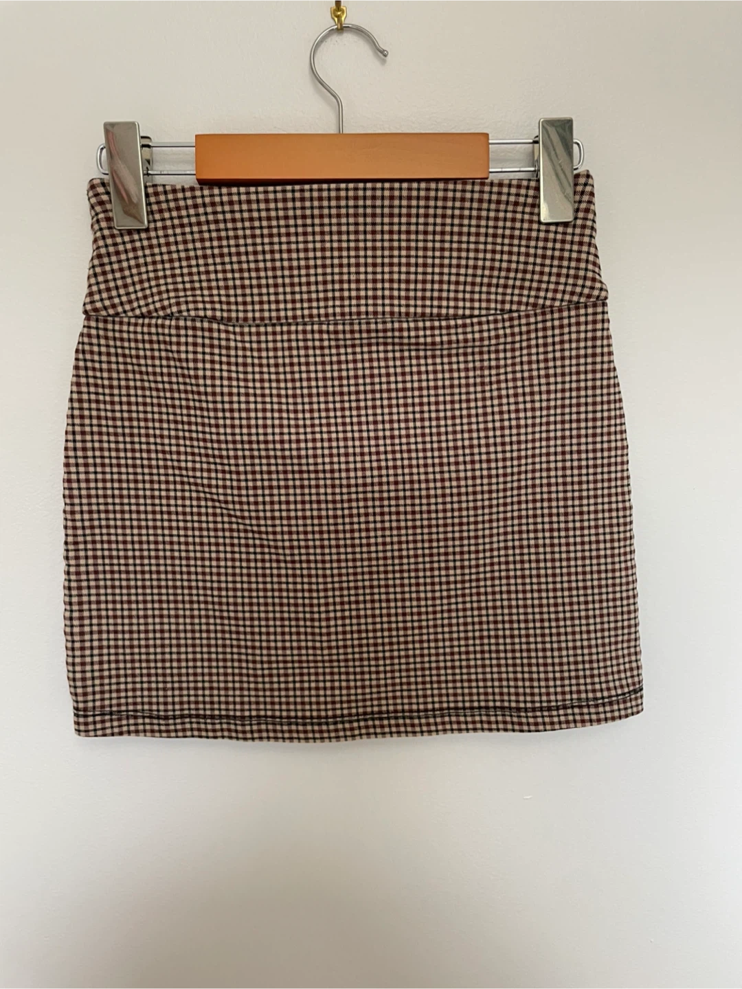 GARAGE | XXS Brown Plaid Pencil Skirt - photo 2