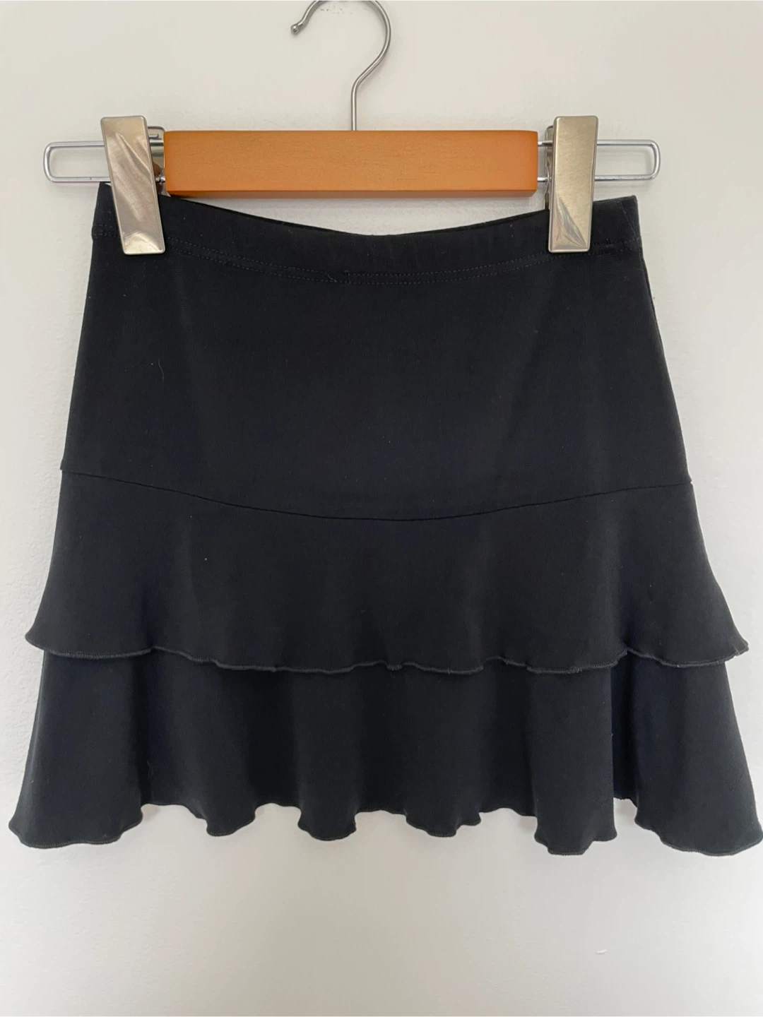 S/XS Black Layered Skirt with Ruffles