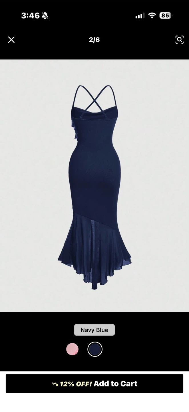 SHEIN MOD Navy Blue Ruffle Trim Formal Dress - photo 2