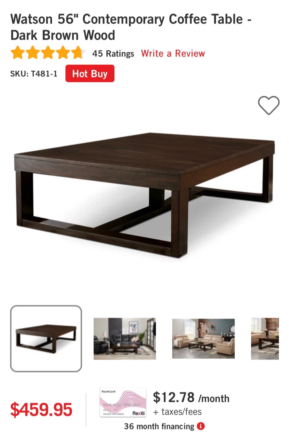 Watson Contemporary Coffee Table – Dark Brown - photo 3