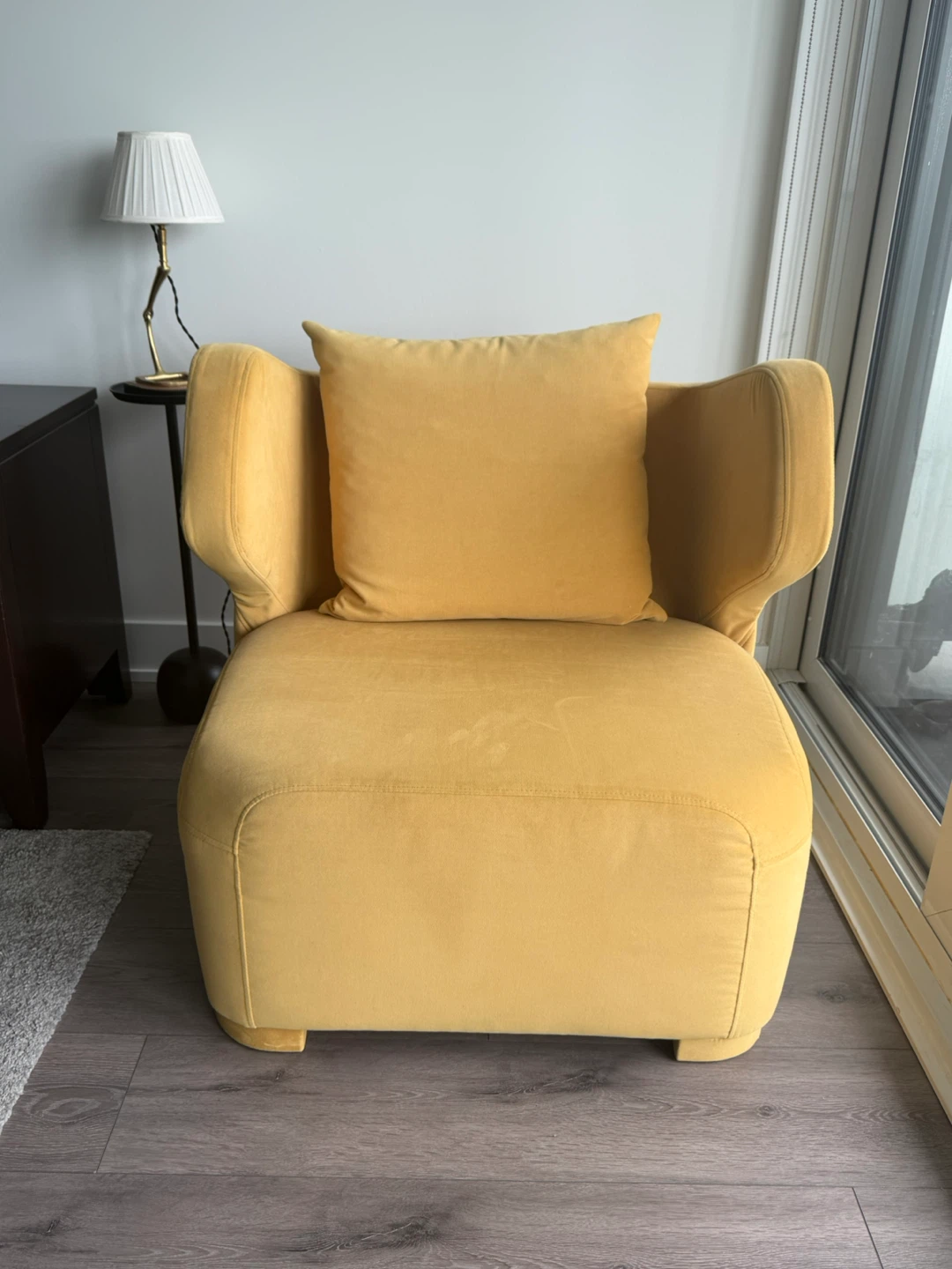 Yellow Accent Chair with Pillow