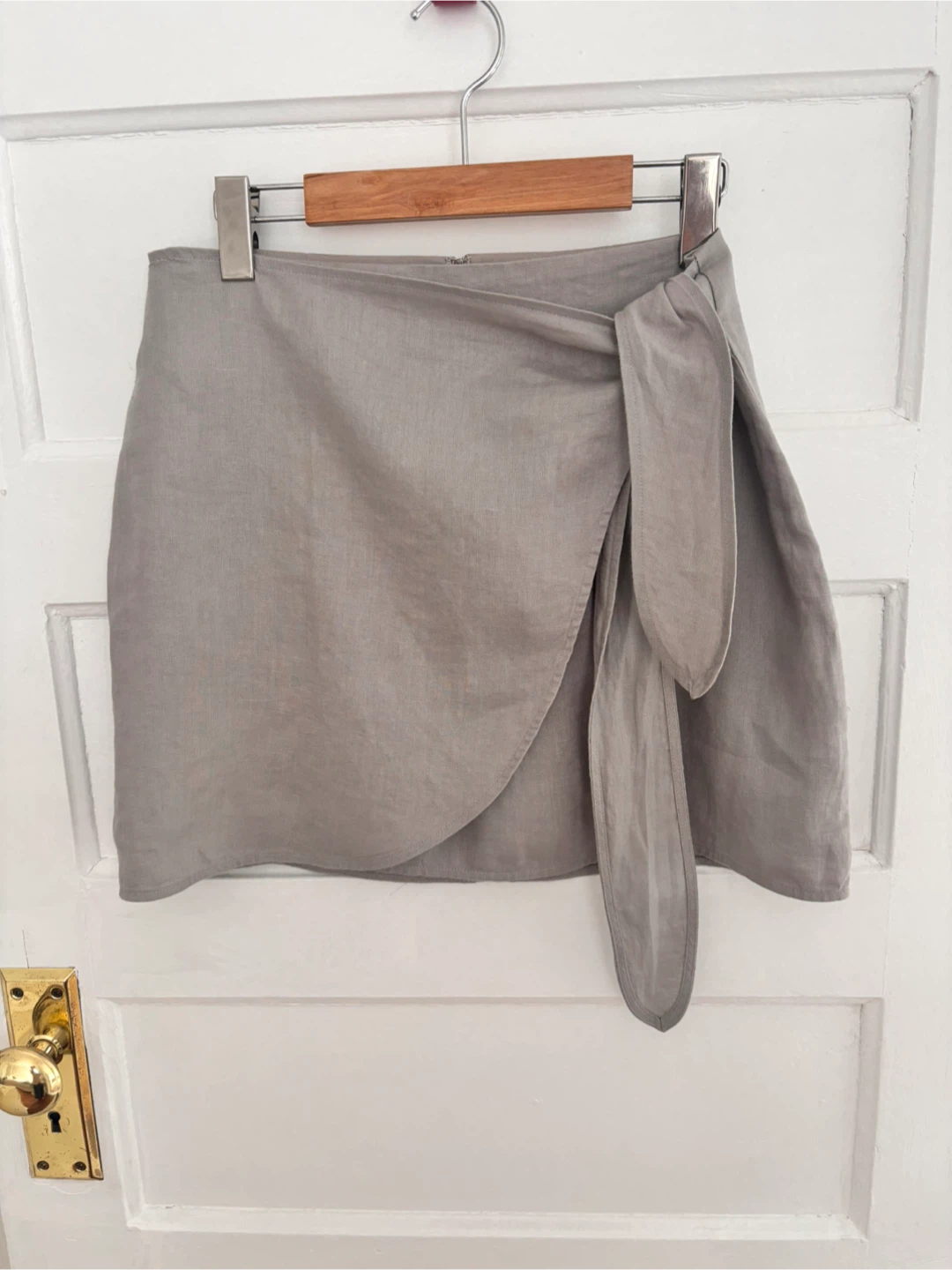 Wilfred Grey Linen Wrap Skirt