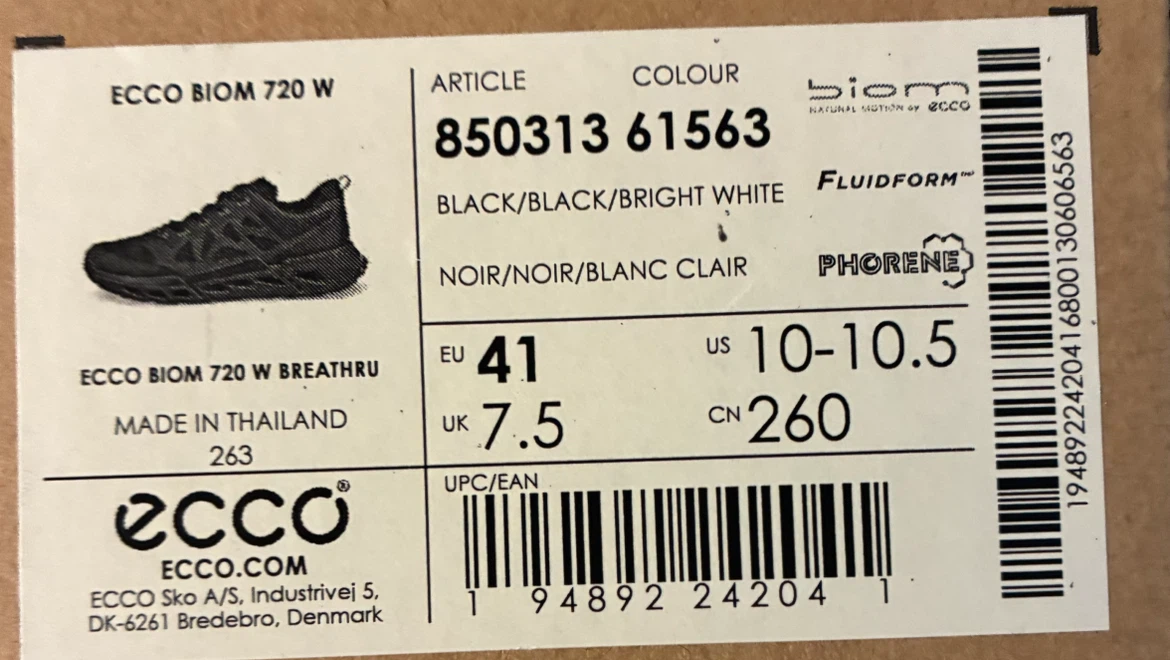 Ecco BIOM 720 W Breathru Women's Shoes Black Size US 10-10.5