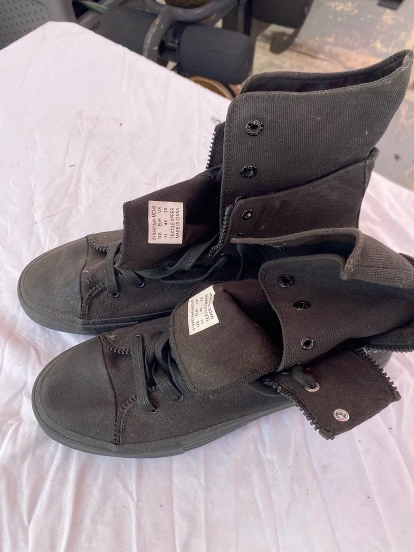 Black High Top Canvas Sneakers - photo 3
