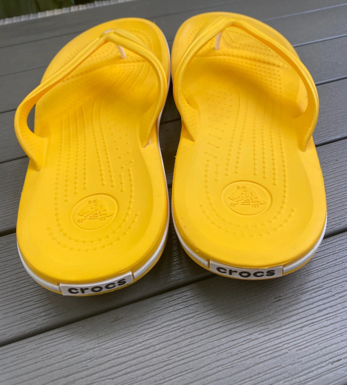 New Crocs Yellow Flip Flops, Unisex W9/M7 - photo 3