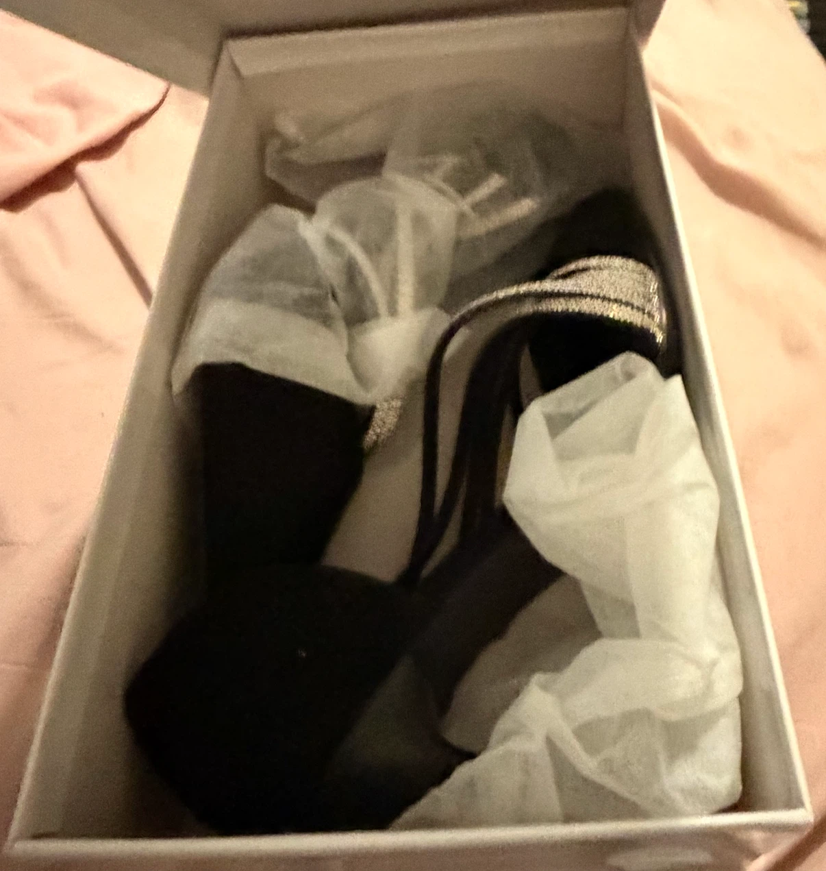 Women's Black Heels with Rhinestone Straps