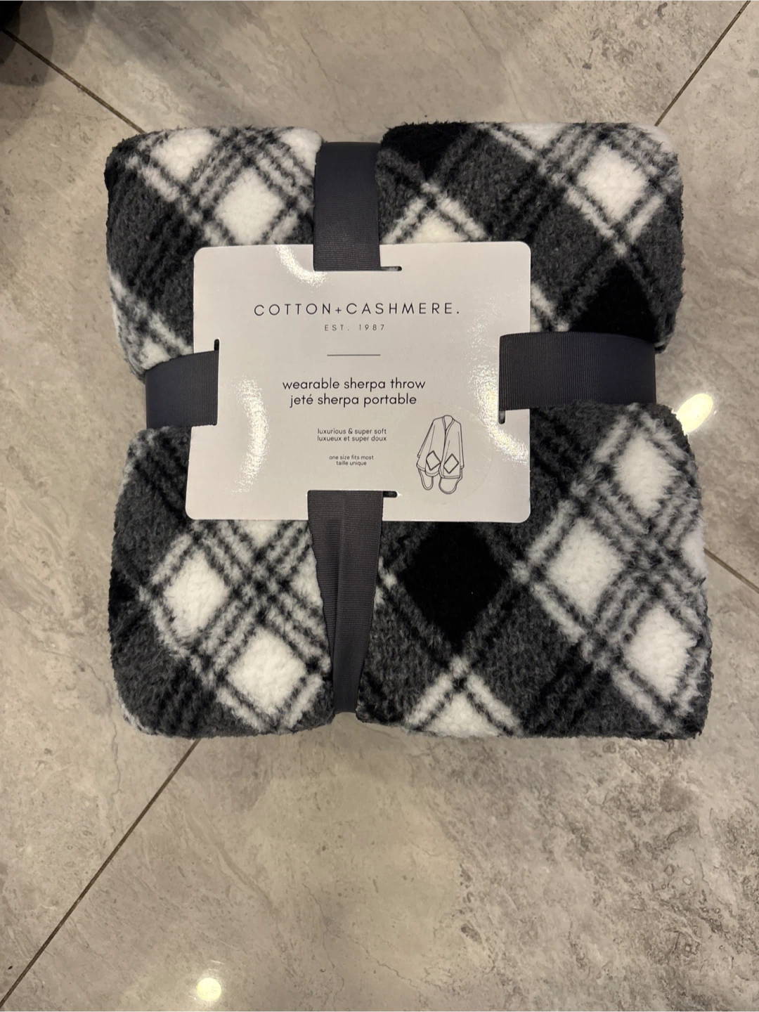 Cotton+Cashmere Wearable Sherpa Throw
