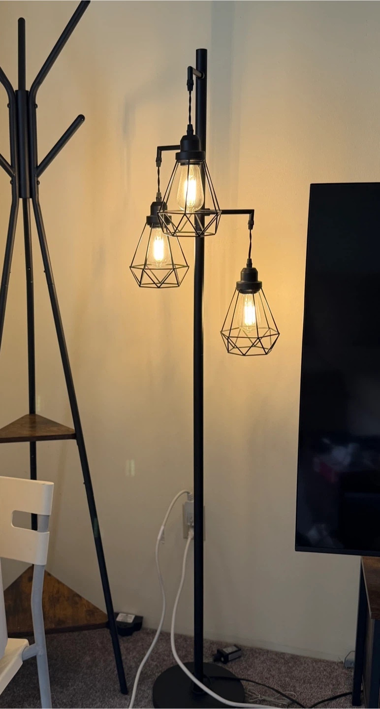 Black 3-Light Industrial Floor Lamp