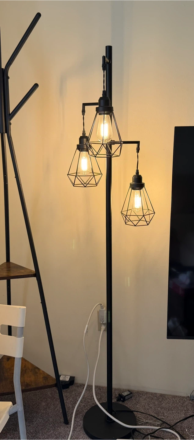 Black 3-Light Industrial Floor Lamp - photo 2