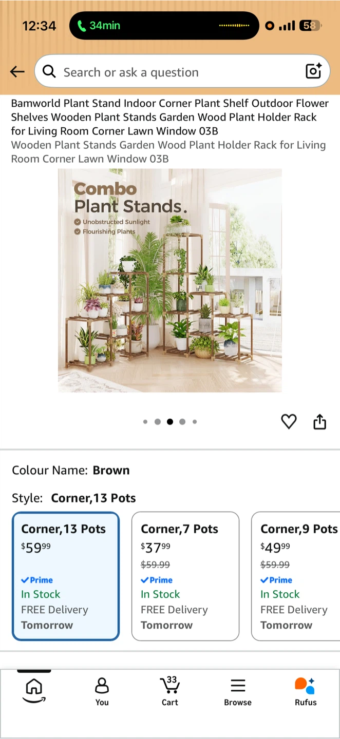 Bamworld Plant Stand Indoor Corner Plant Shelf - photo 4