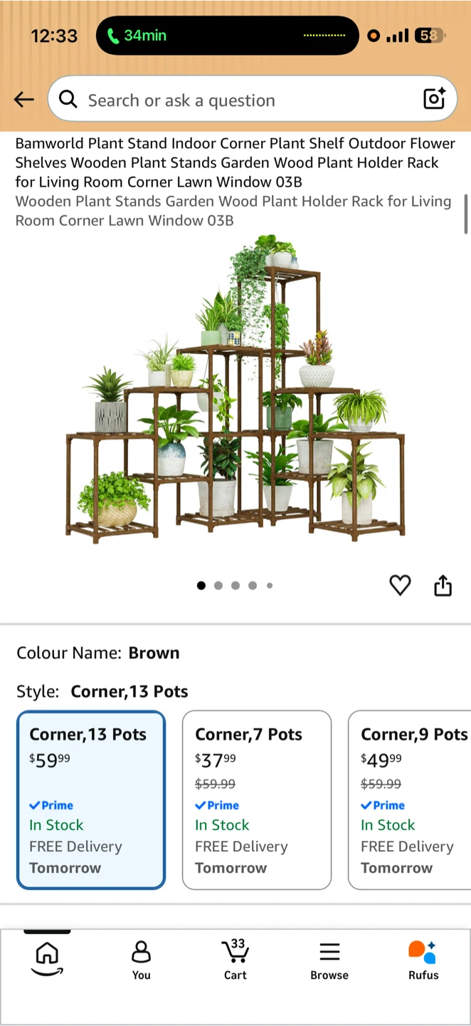 Bamworld Plant Stand Indoor Corner Plant Shelf - photo 5
