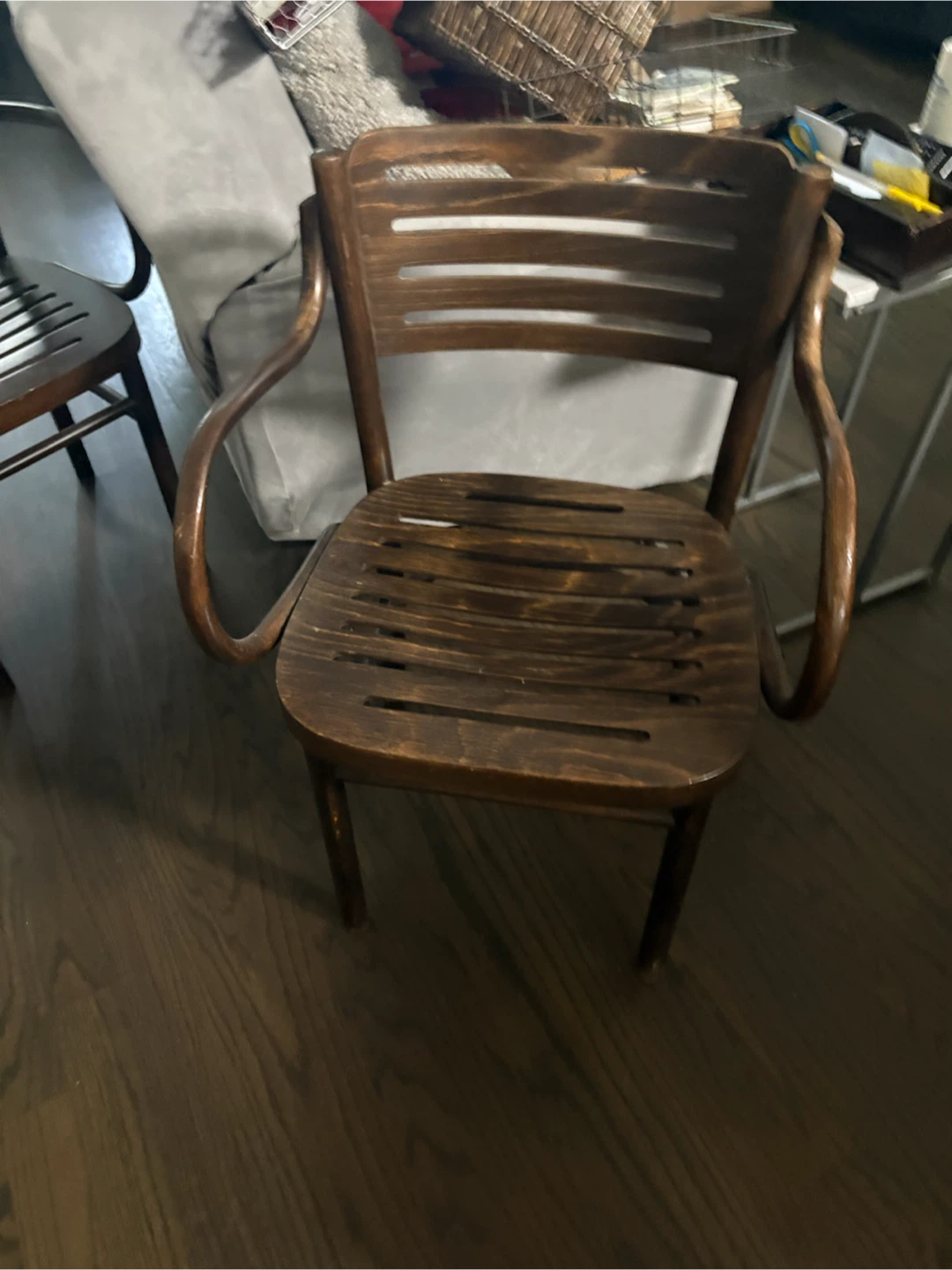Wood dining table with metal legs and four dining chairs. chairs - photo 4