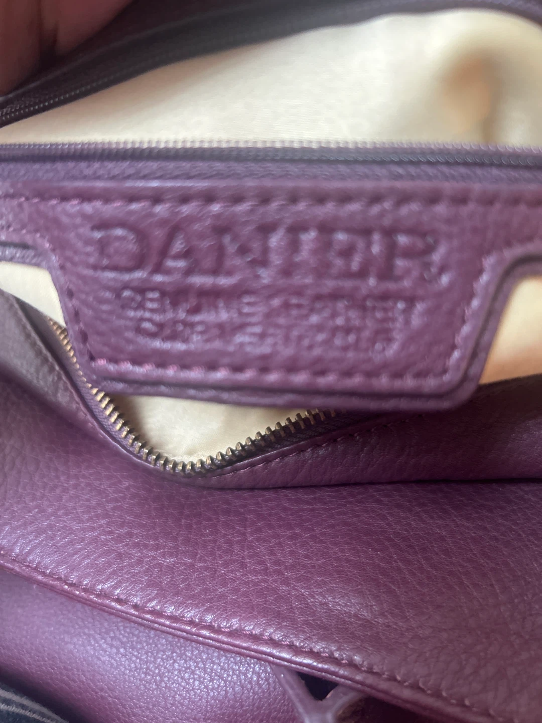 DANIER Leather Satchel Handbag - Burgundy - photo 5