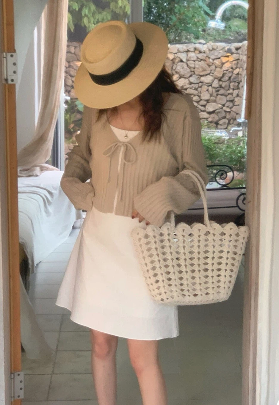 White Spaghetti Strap Mini Dress - photo 4