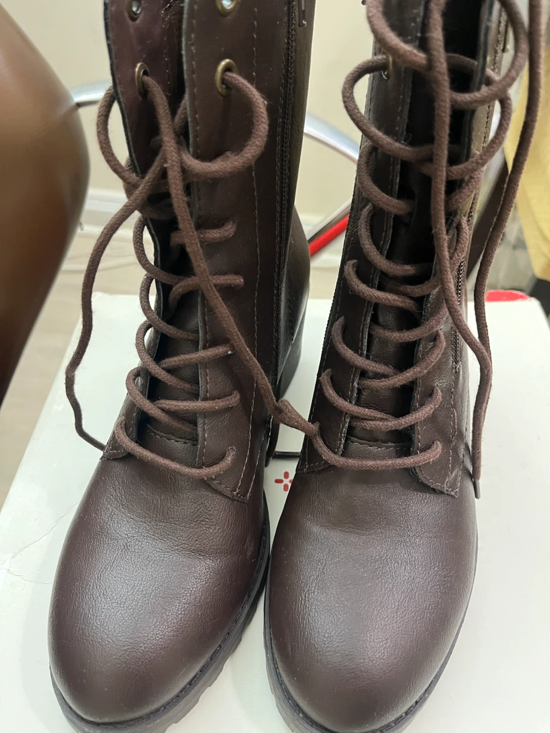 Brown Lace-Up Heeled Boots 6.5 - photo 2