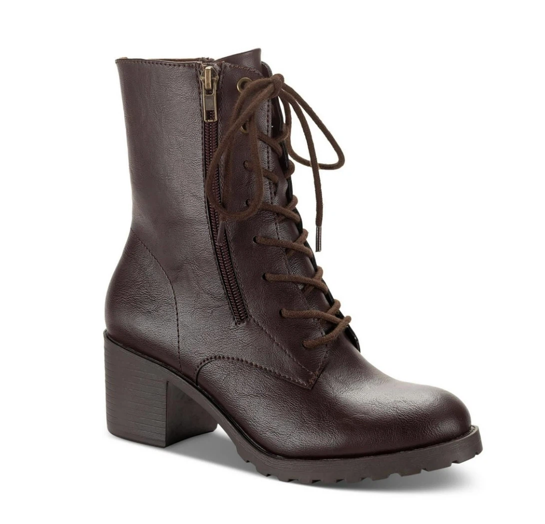 Brown Lace-Up Heeled Boots 6.5 - photo 4
