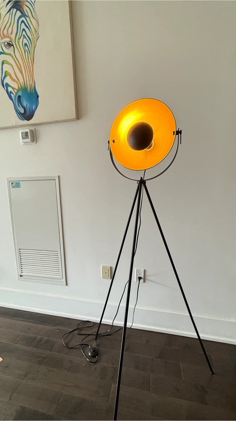 Tripod Floor Lamp with Large Round Shade