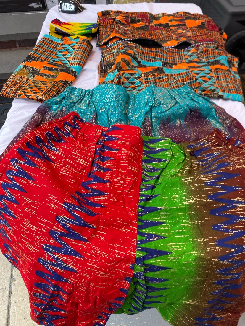 African Print Dashiki Fabric Skirts and Matching Headwraps - photo 2