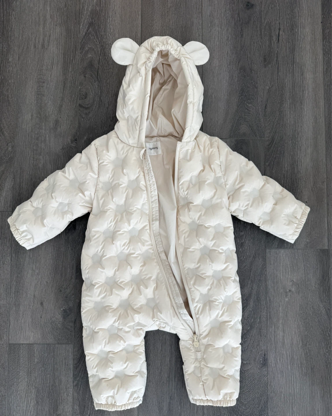 Baby Snowsuit Cream Puffer with Bear Ears