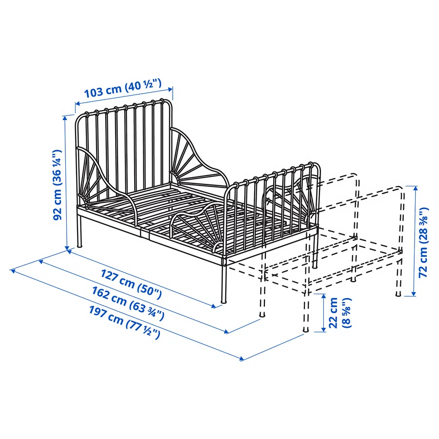 IKEA MINNEN Extendable Bed Frame, White - photo 3