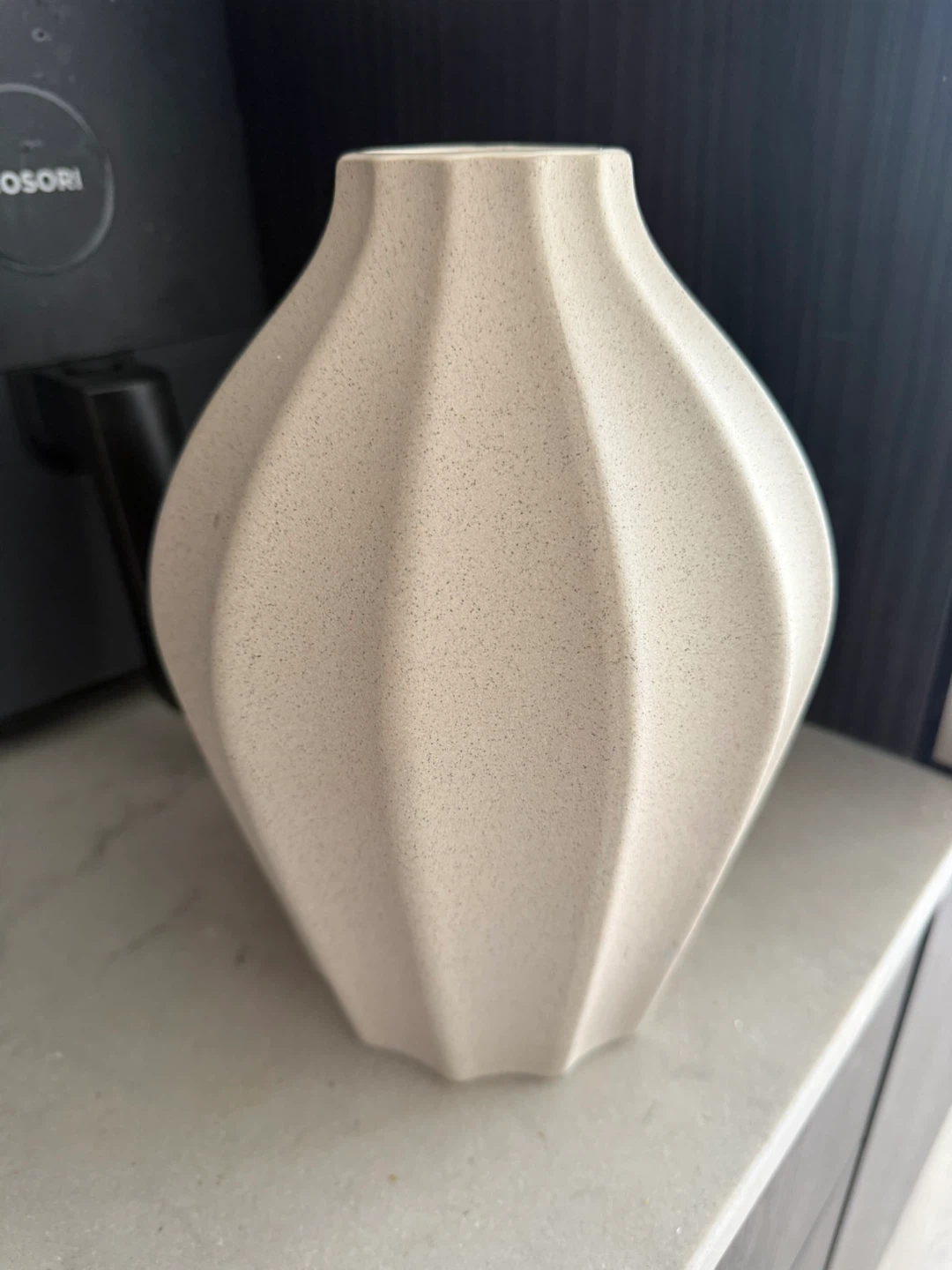 Fancy Beige Geometric Ceramic Vase