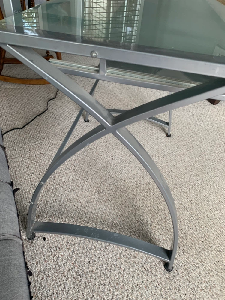 Desk with glass top and shelf - photo 2