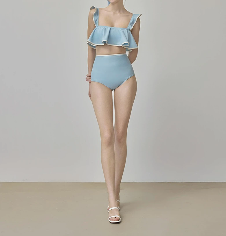 Women's Light Blue Ruffle Bikini - photo 3