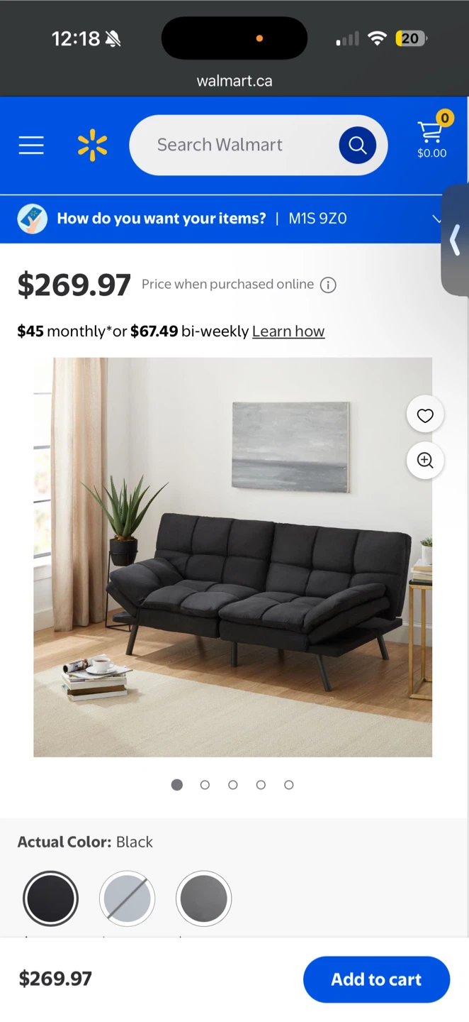 Velvet Black Memory Foam Futon Sofa Wood