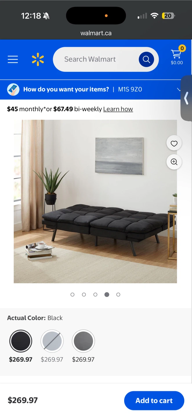 Velvet Black Memory Foam Futon Sofa Wood - photo 2