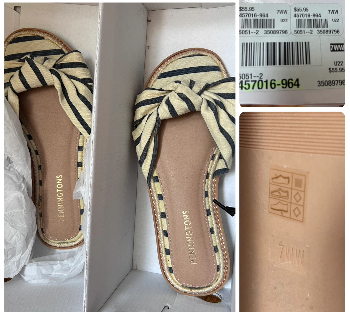 Penningtons Striped Bow Slide Sandals
