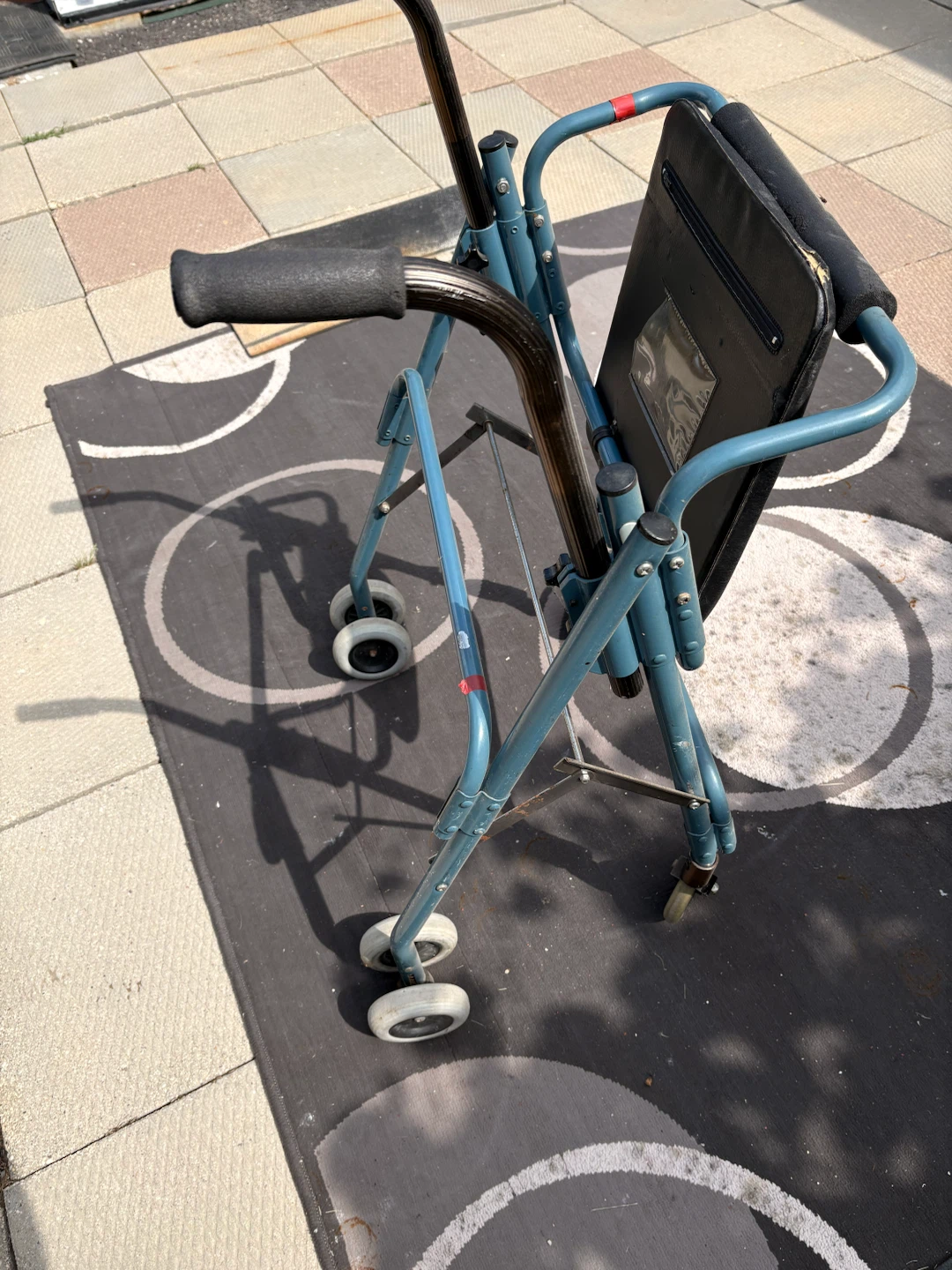 Blue folding walker with seat - photo 2