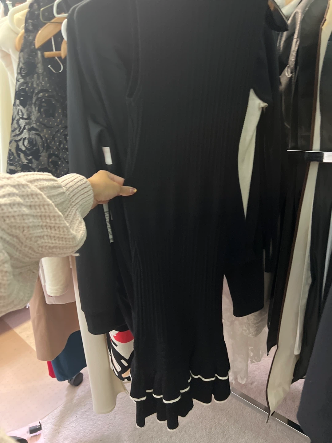Karen Millen Black Ribbed Knit Dress - XS - photo 3