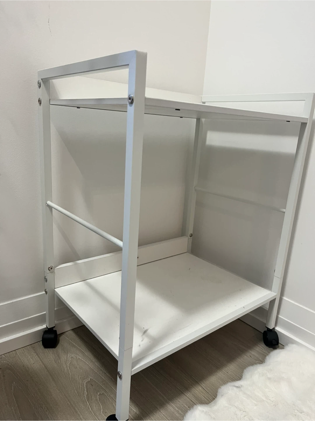 Last Day Sale! White 2-Tier Rolling Cart