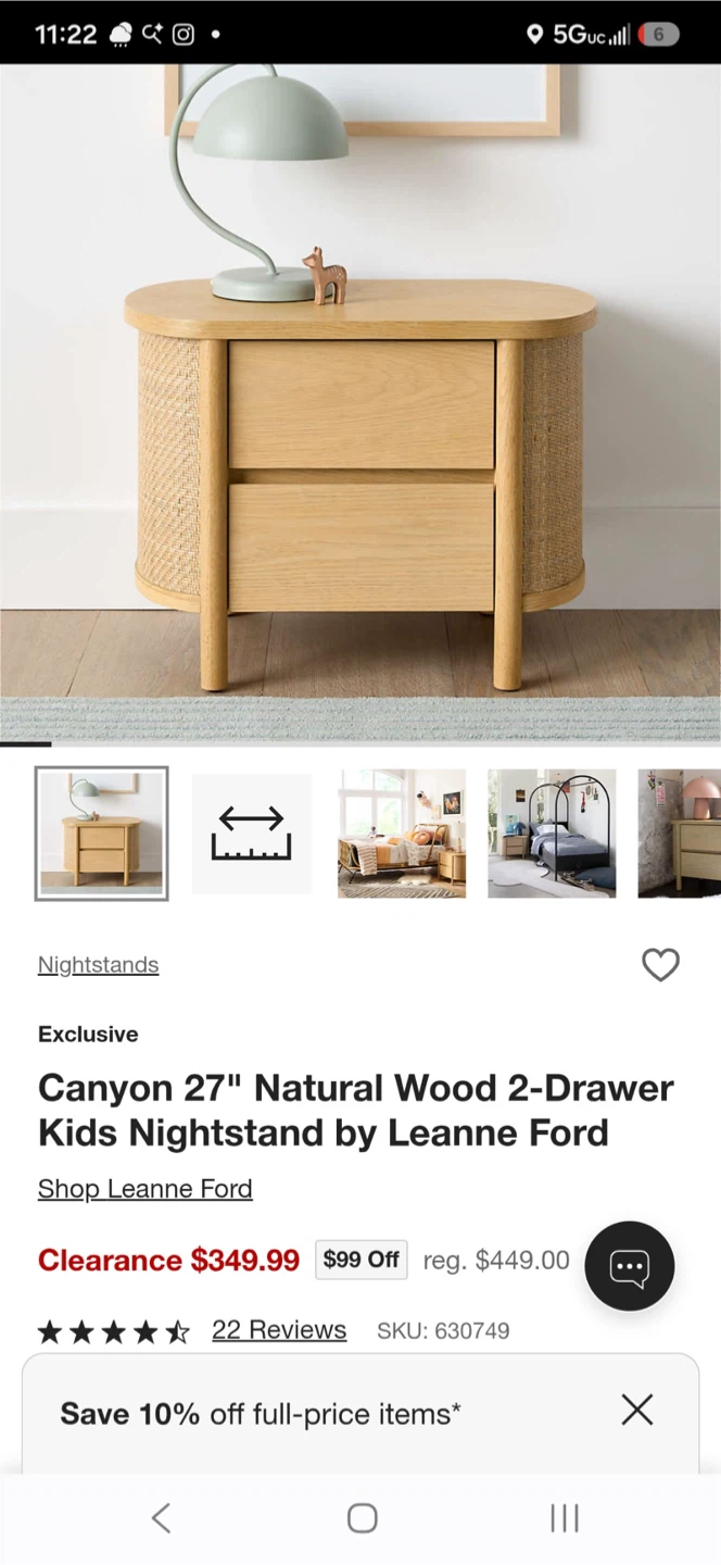 Canyon 27" Natural Wood 2-Drawer Kids Nightstand by Leanne Ford