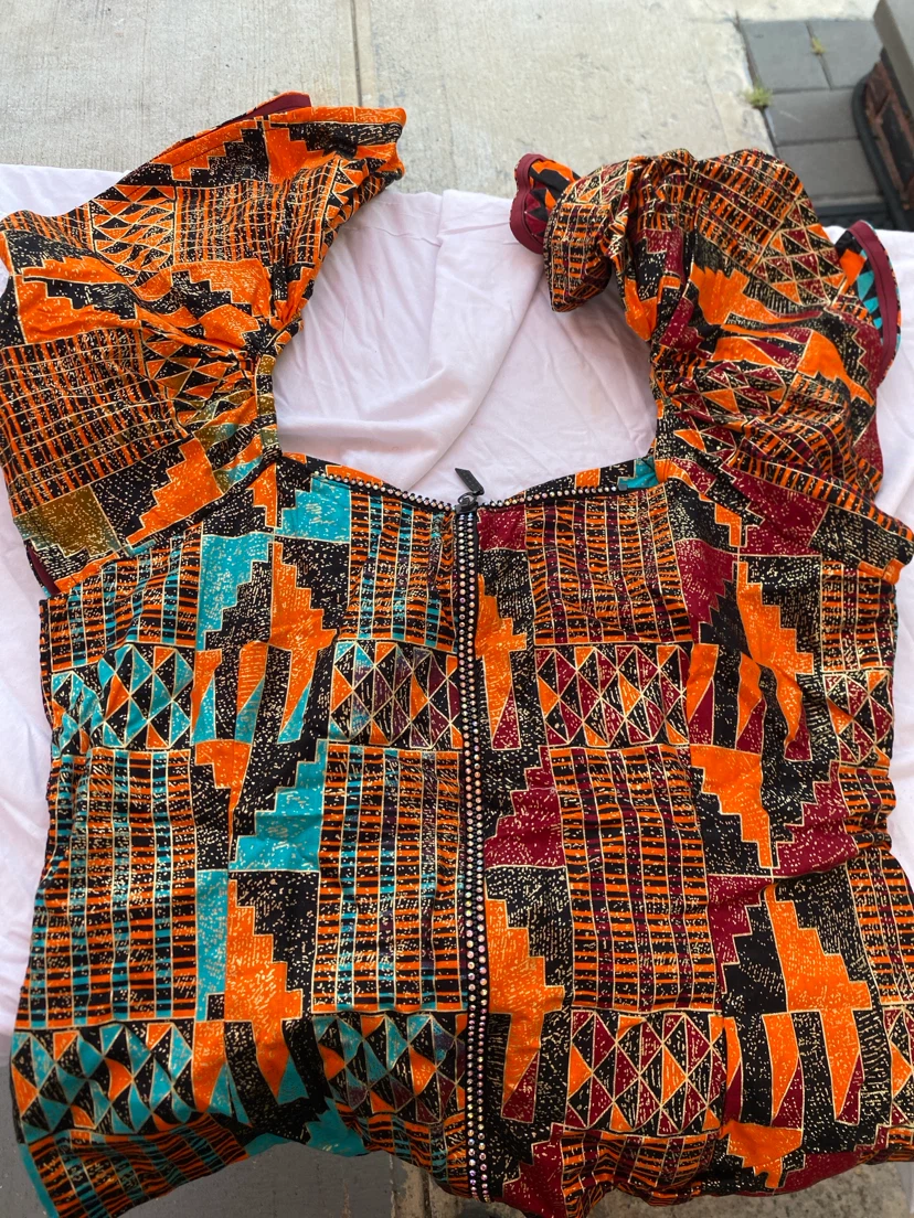 Unique Kente Print Puffer Vest