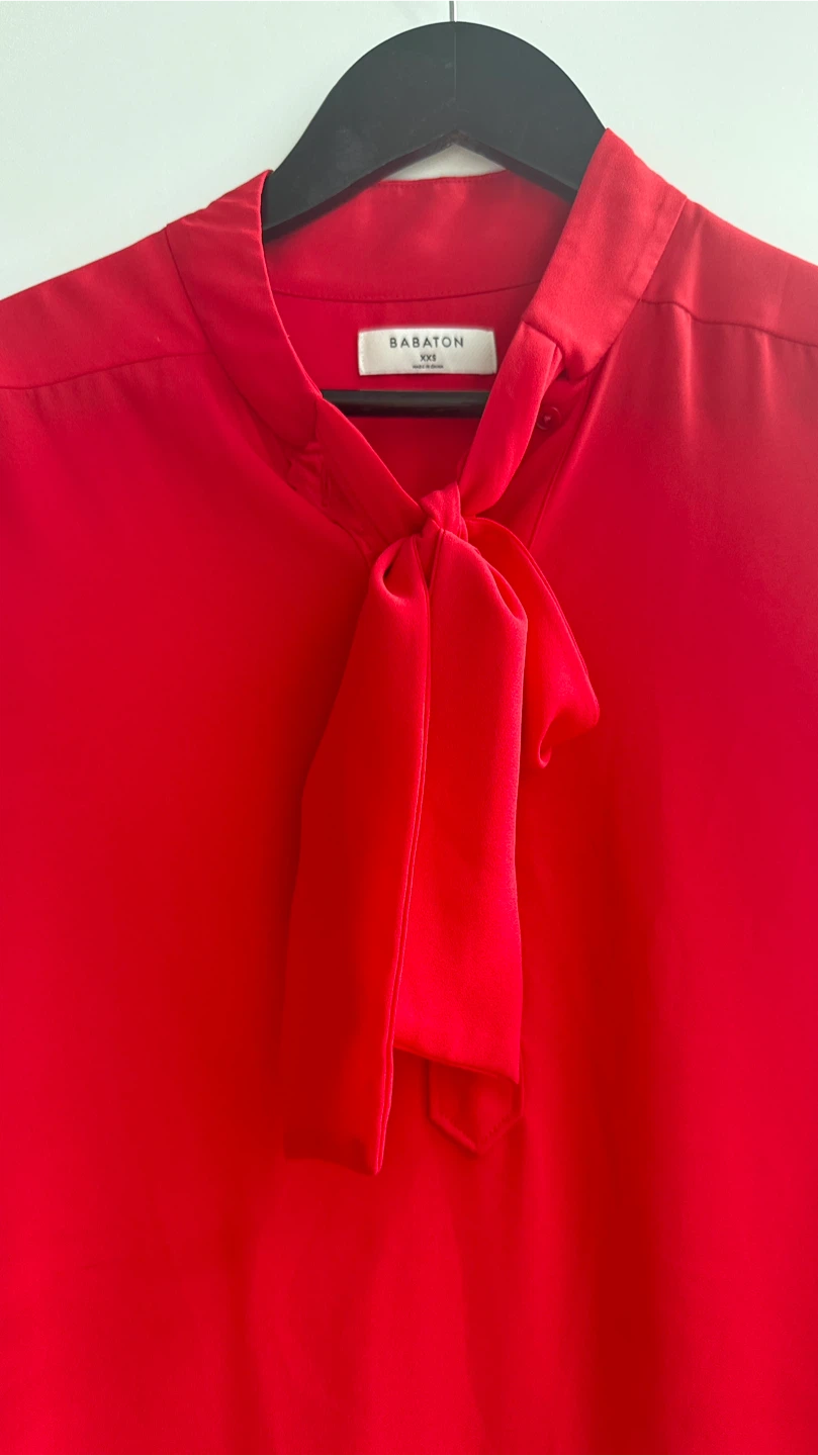 Babaton Red Bow Blouse XXS - photo 2