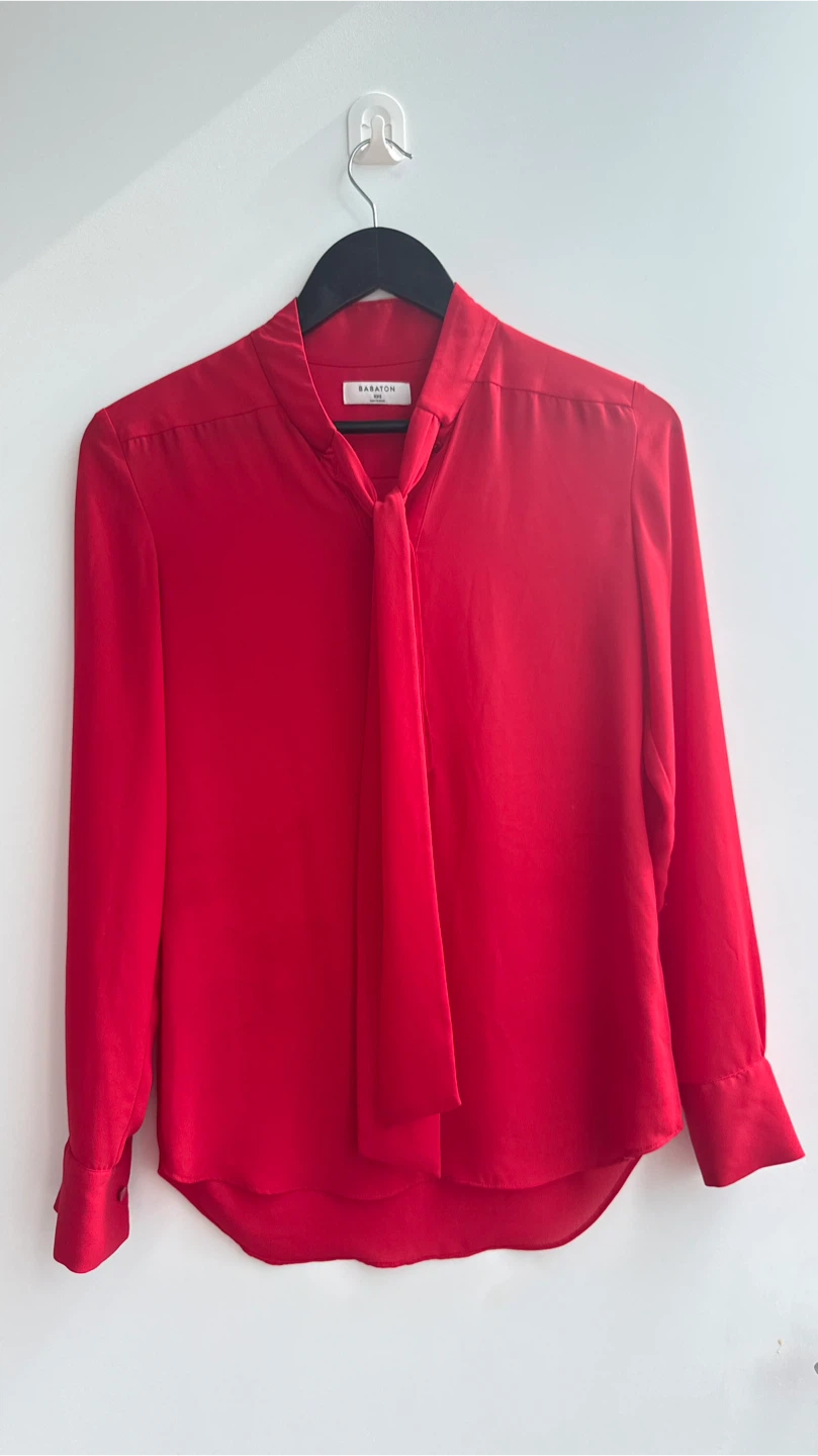 Babaton Red Bow Blouse XXS - photo 3