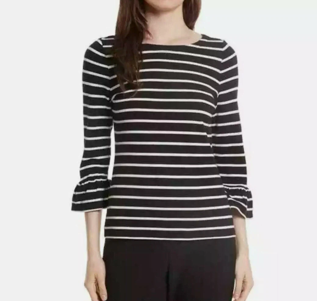 KATE SPADE | XS Broome Street Striped Ruffle Sleeve Top