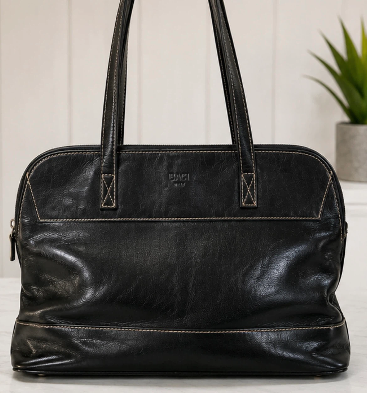BACI  Italy Black Leather Bag