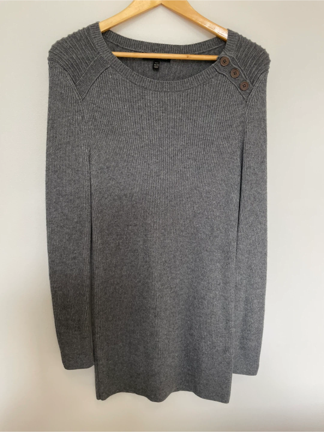 BANANA REPUBLIC | M Grey Ribbed Sweater Dress