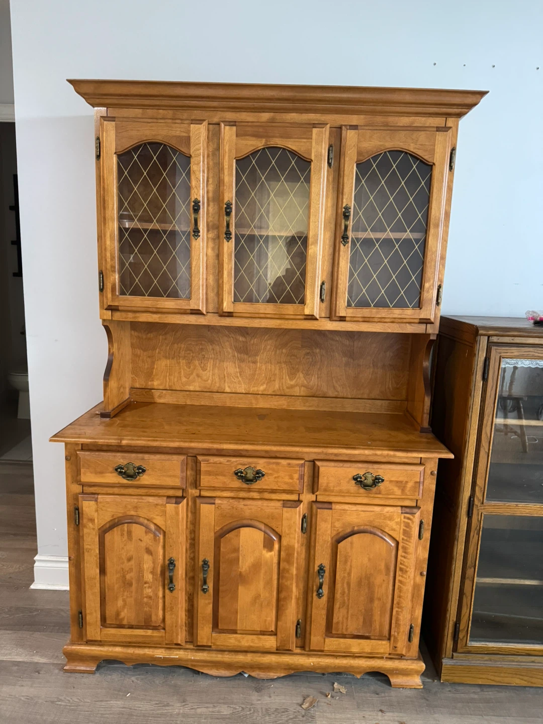 Vintage-Style Wooden China / Display Cabinet — Pickup Only