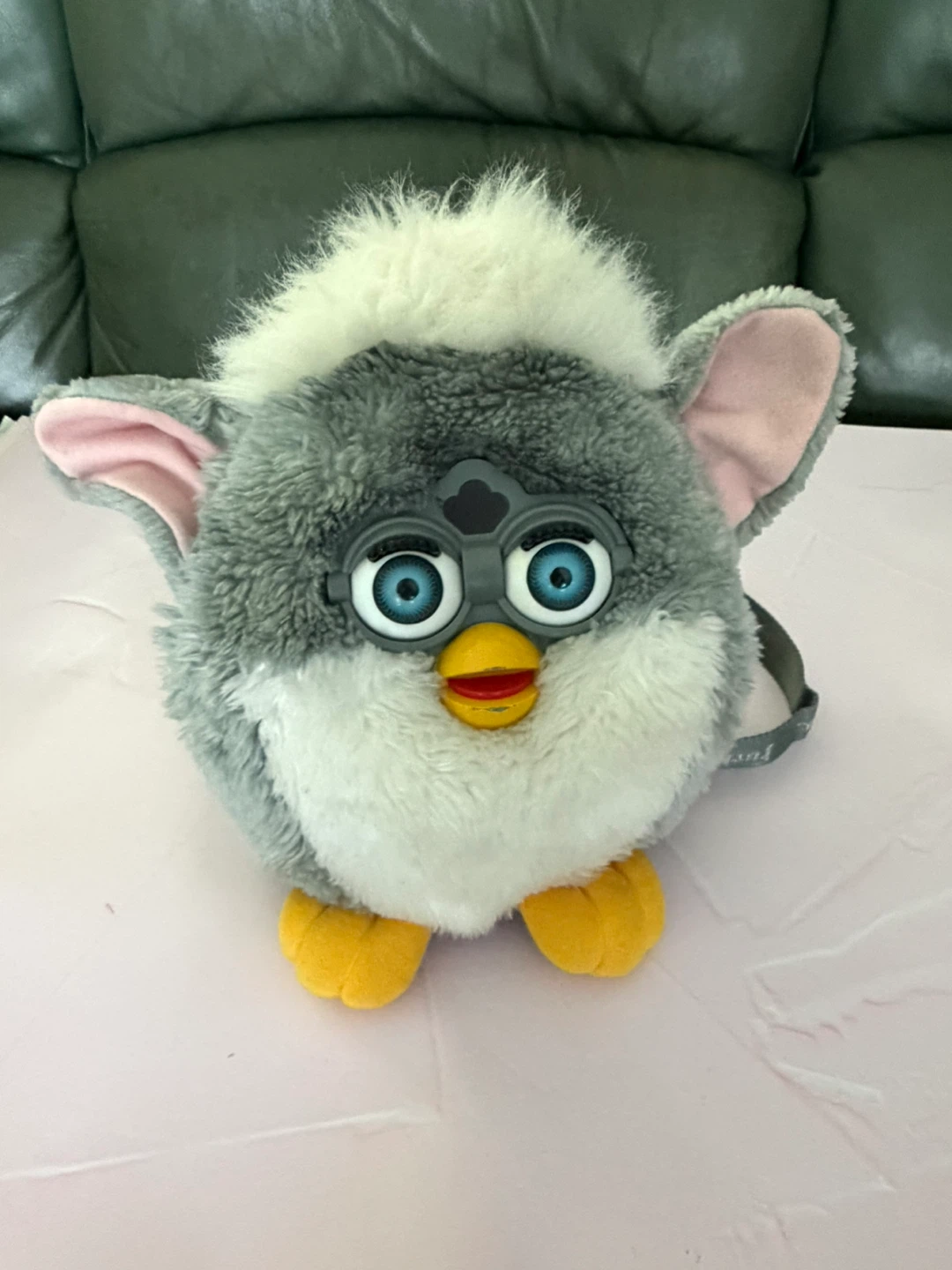 Vintage 1999 Furby Plush Backpack Bag 12” Grey White