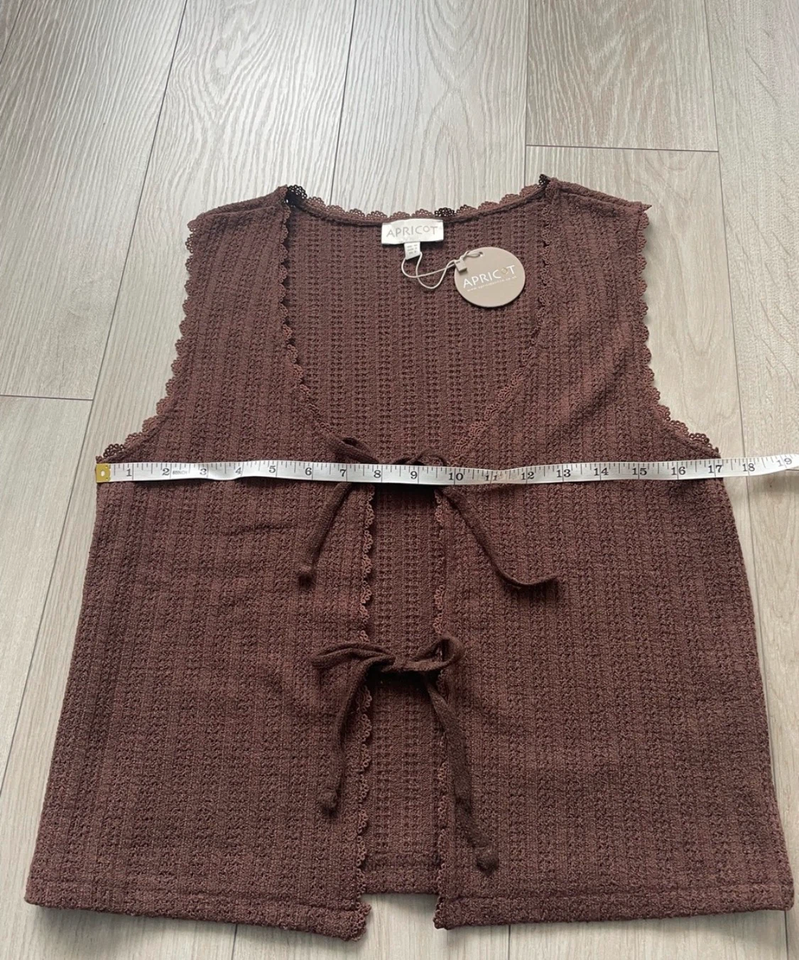 Deluc Cotton Blend Pointelle Knit vest, brown, S, NWT - photo 5