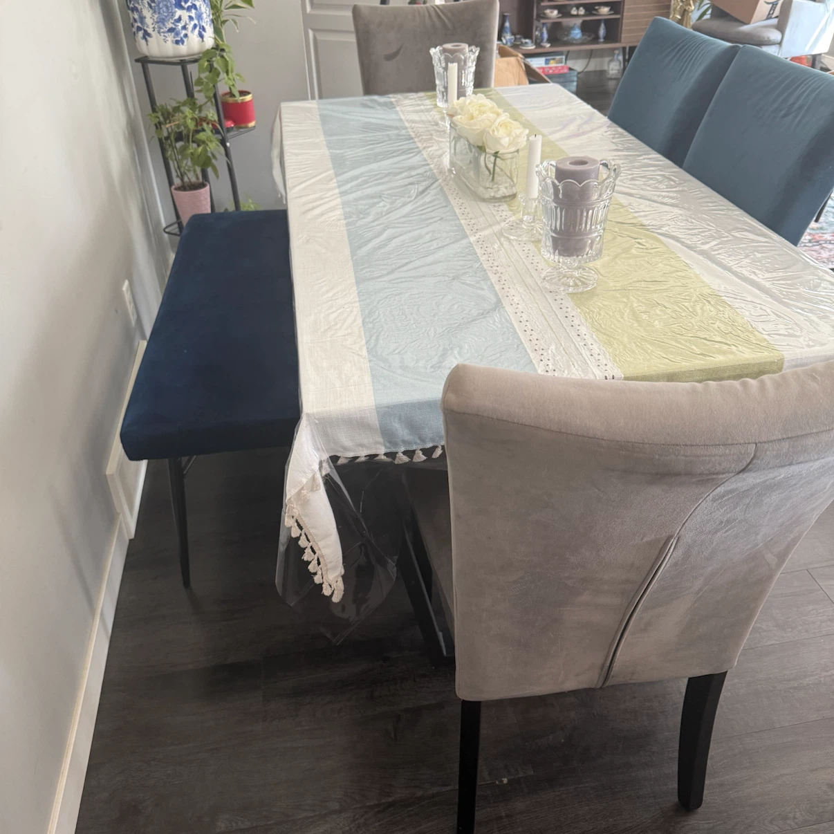 Velvet Dining Chairs & Bench - photo 2