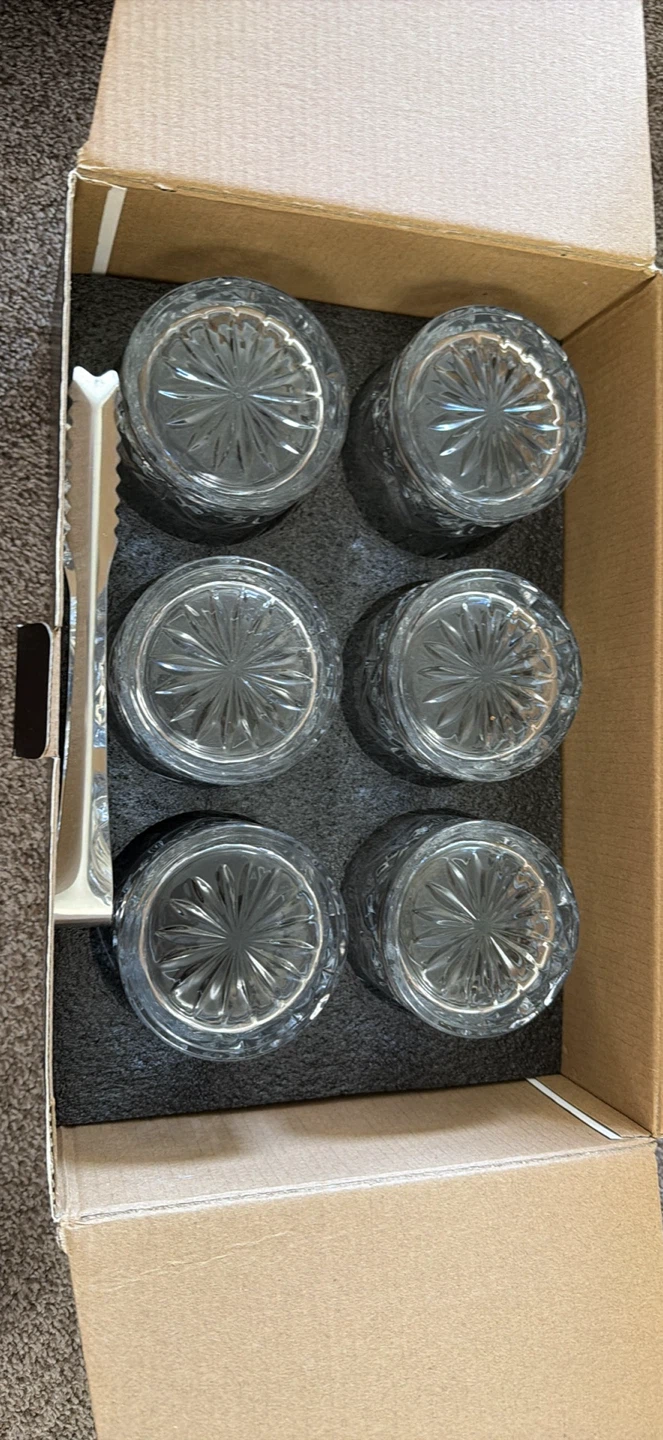 Set of 6 Crystal Whiskey Glasses with 9 Stones
