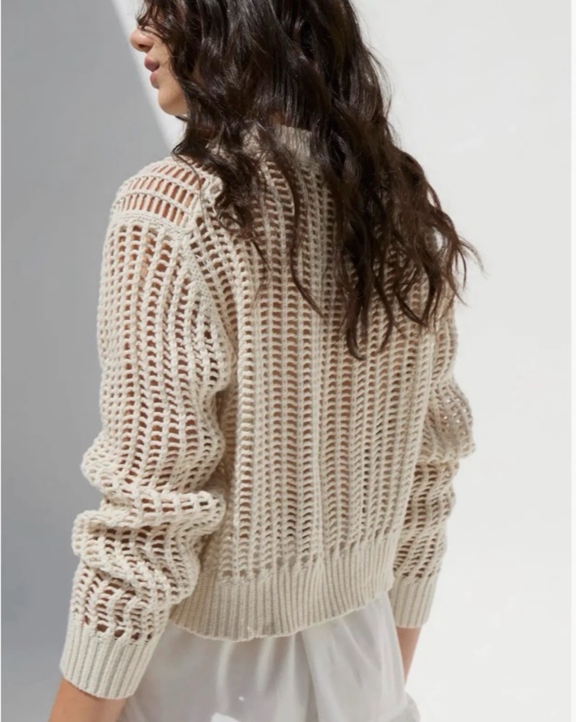 Deluc Einar Cropped Open Stitch sweater, cream, NWT S - photo 2