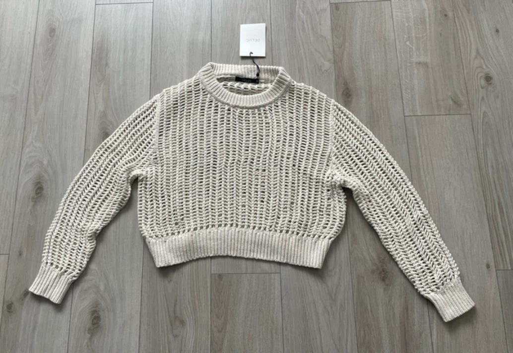 Deluc Einar Cropped Open Stitch sweater, cream, NWT S - photo 5