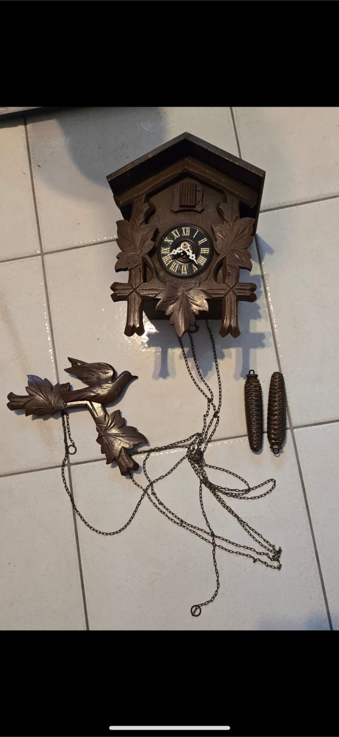 Vintage Cuckoo Clock with Pendulum and Weights