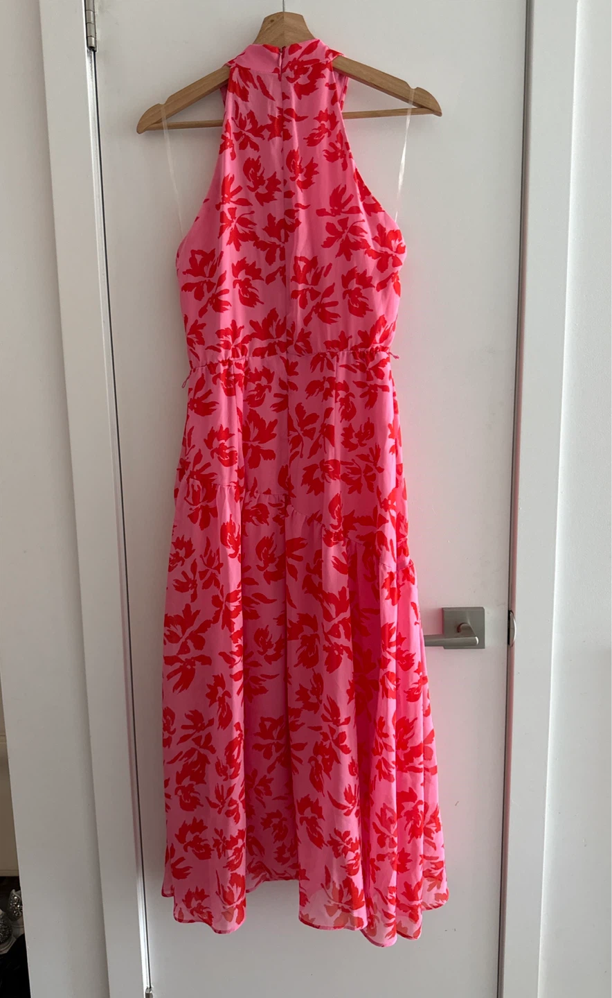 Pink Floral Halter Midi Flower Sun Dress - photo 2